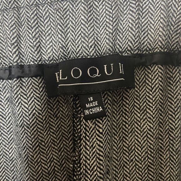 Eloquii Pants Size 18 Paperbag Herringbone Gray Black White High Rise - Picture 13 of 14